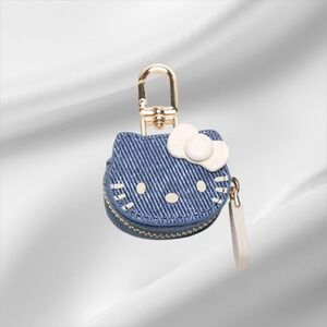 Hello Kitty small bag charm key chain coin purse faux denim jeans